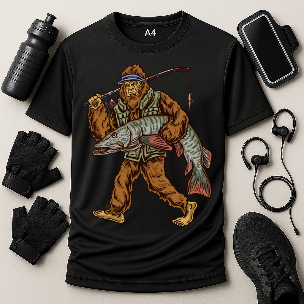 Muskie Fishing Tiger Musky Hunting Bigfoot Fisher Cool Gift Cooling Performance Crew T-Shirt