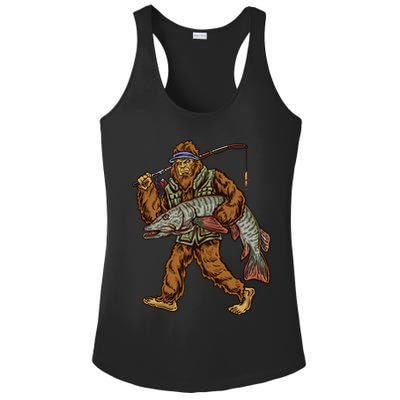 Muskie Fishing Tiger Musky Hunting Bigfoot Fisher Cool Gift Ladies PosiCharge Competitor Racerback Tank