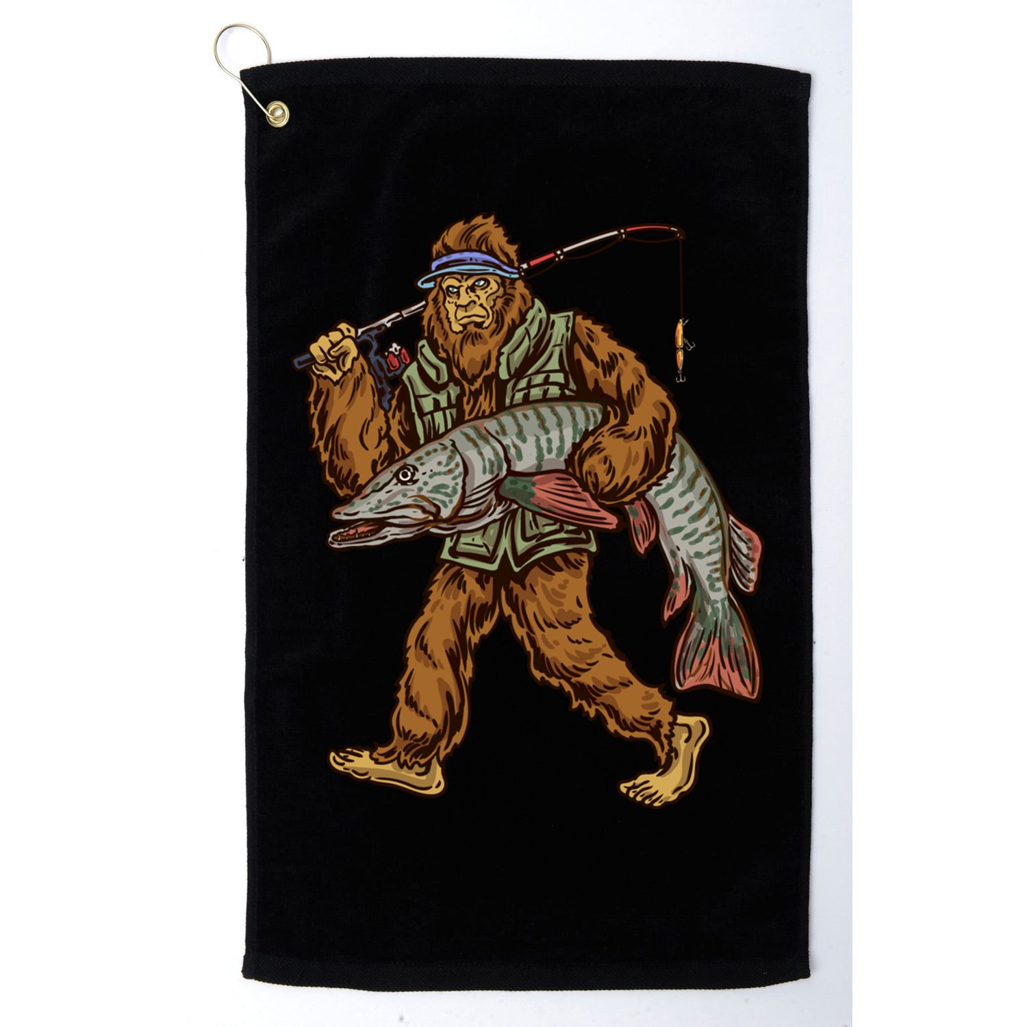 Muskie Fishing Tiger Musky Hunting Bigfoot Fisher Cool Gift Golf Towel