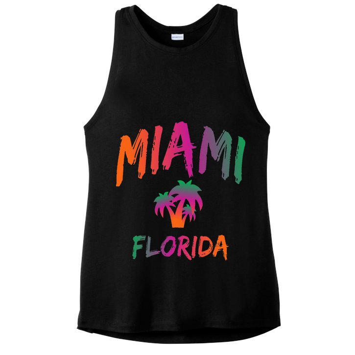 Miami Florida Text Print Classic Ladies PosiCharge Tri-Blend Wicking Tank