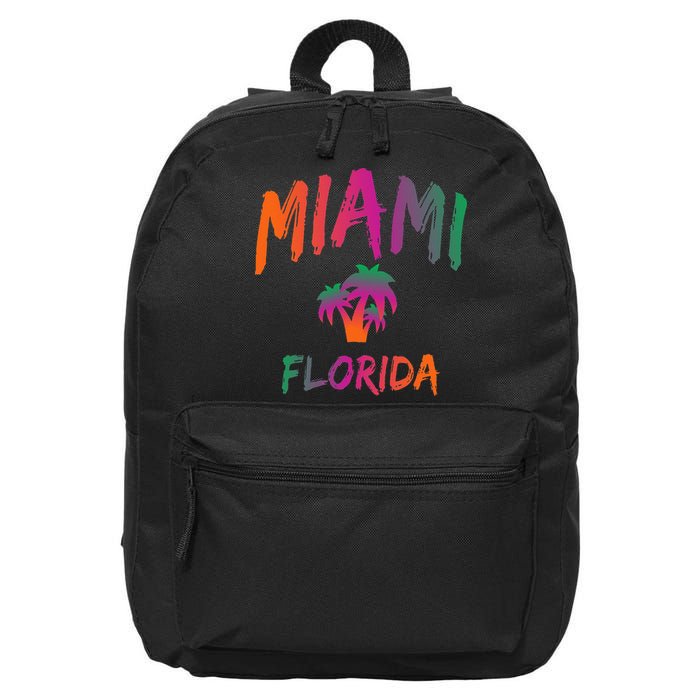 Miami Florida Text Print Classic 16 in Basic Backpack