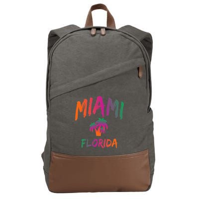 Miami Florida Text Print Classic Cotton Canvas Backpack