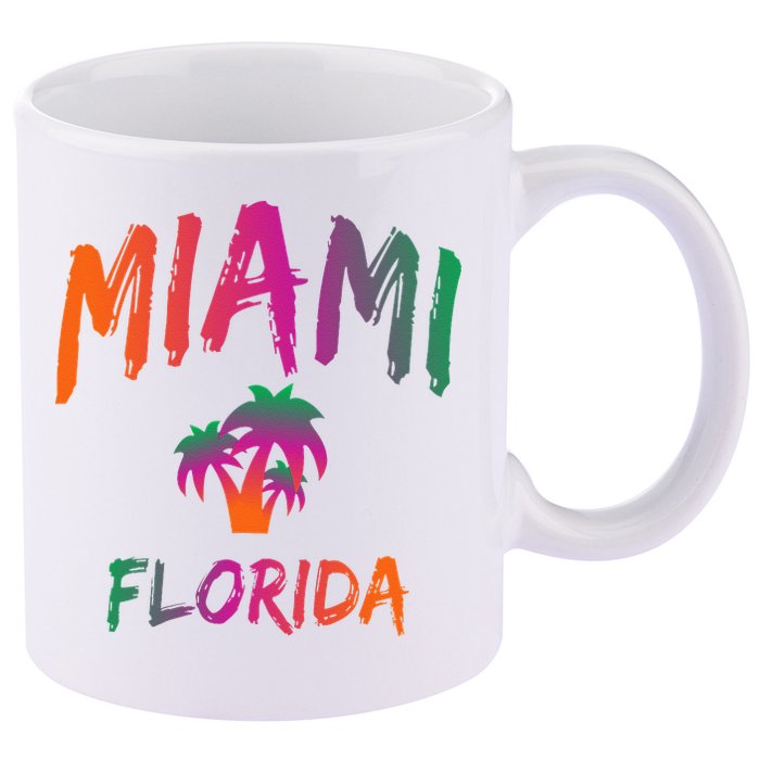 Miami Florida Text Print Classic 11oz C Handle Ceramic Mug