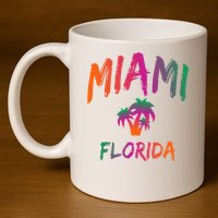 Miami Florida Text Print Classic 11oz C Handle Ceramic Mug