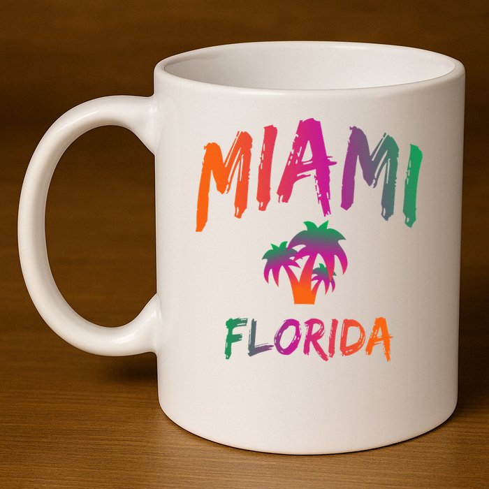 Miami Florida Text Print Classic 11oz C Handle Ceramic Mug