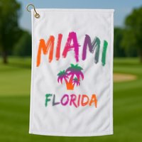 Miami Florida Text Print Classic Golf Towel