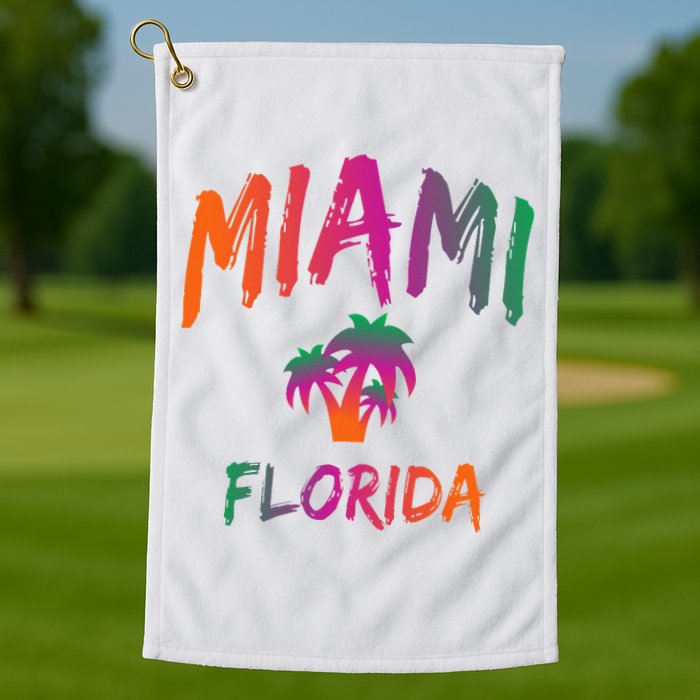 Miami Florida Text Print Classic Golf Towel