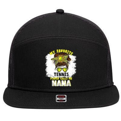My Favorite Tennis Player Calls Me Nana Funny Tennis 7 Panel Mesh Trucker Snapback Hat