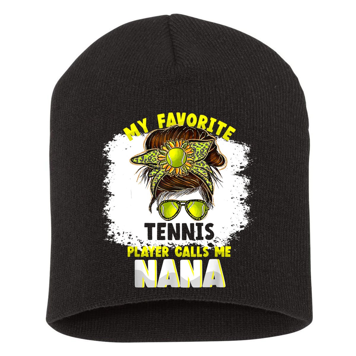 My Favorite Tennis Player Calls Me Nana Funny Tennis Short Acrylic Beanie