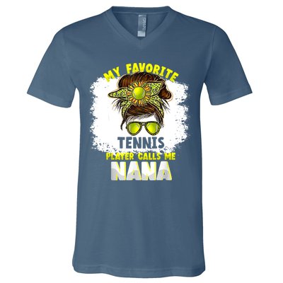 My Favorite Tennis Player Calls Me Nana Funny Tennis V-Neck T-Shirt