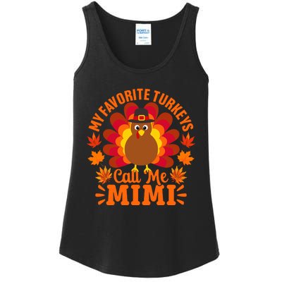 My Favorite Turkeys Call Me Mimi Funny Thanksgiving Ladies Essential Tank