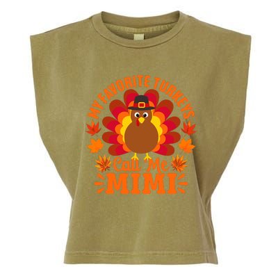 My Favorite Turkeys Call Me Mimi Funny Thanksgiving Garment-Dyed Women's Muscle Tee