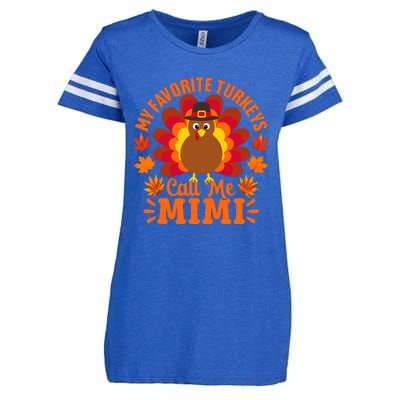 My Favorite Turkeys Call Me Mimi Funny Thanksgiving Enza Ladies Jersey Football T-Shirt