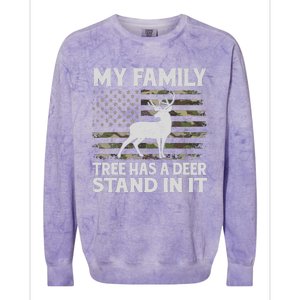 My Family Tree Has A Deer Stand In It Hunting Deer Hunting Colorblast Crewneck Sweatshirt