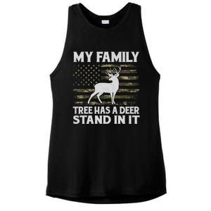 My Family Tree Has A Deer Stand In It Hunting Deer Hunting Ladies PosiCharge Tri-Blend Wicking Tank