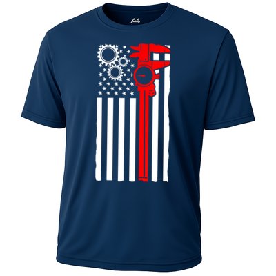 Machinist Flag Tools CNC Machine Operator Machining Cooling Performance Crew T-Shirt