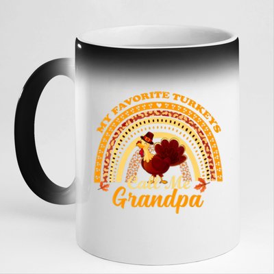 My Favorite Turkeys Call Me Grandpa Thanksgiving Thankful 11oz Black Color Changing Mug