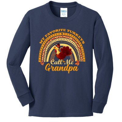 My Favorite Turkeys Call Me Grandpa Thanksgiving Thankful Kids Long Sleeve Shirt