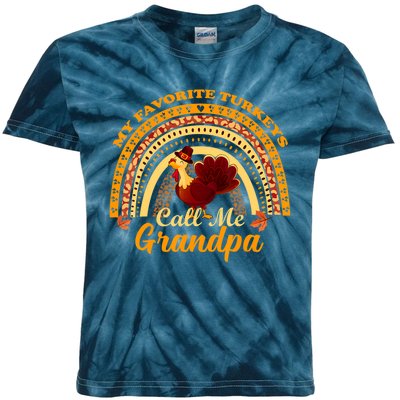 My Favorite Turkeys Call Me Grandpa Thanksgiving Thankful Kids Tie-Dye T-Shirt