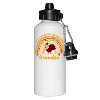 My Favorite Turkeys Call Me Grandpa Thanksgiving Thankful Aluminum Water Bottle