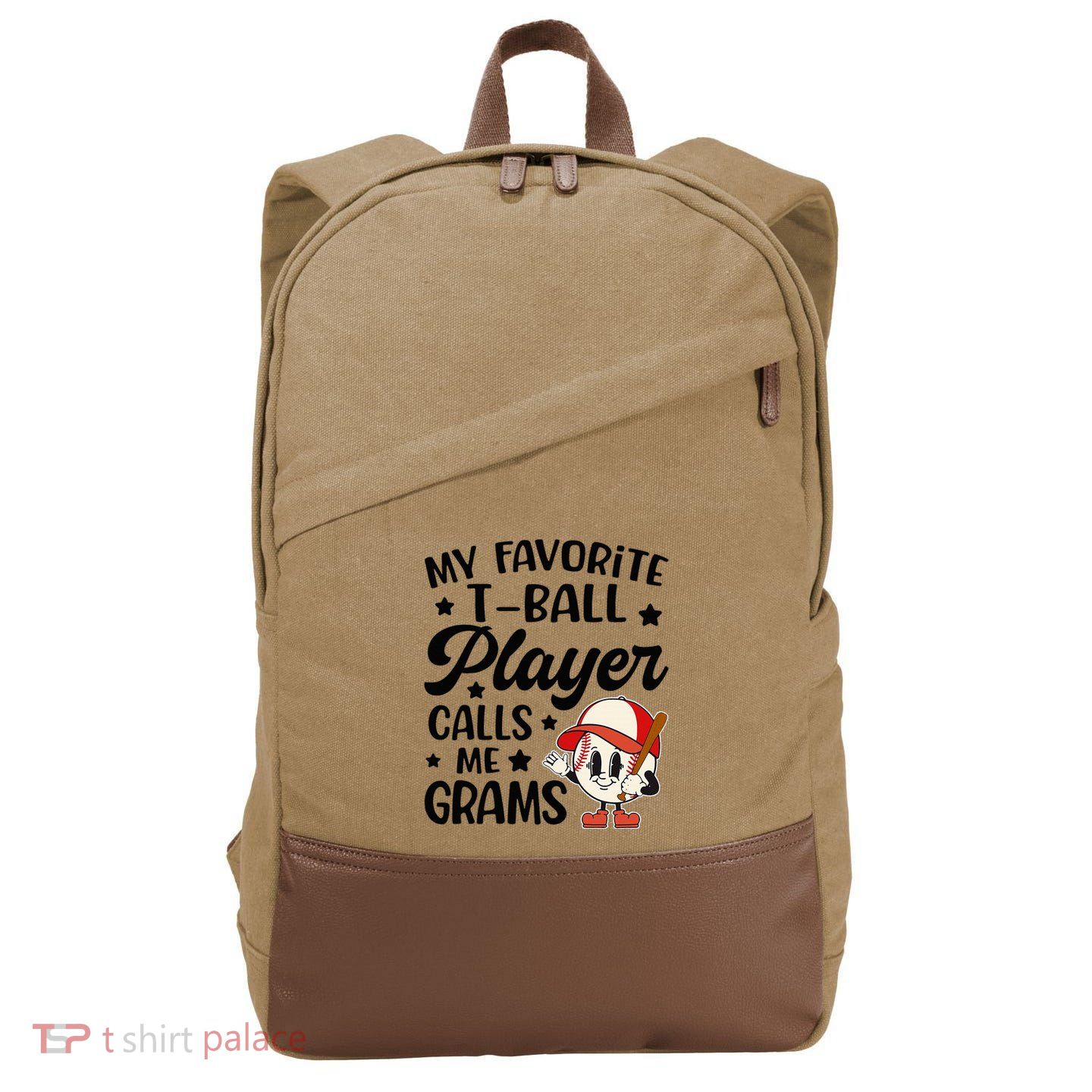 My Favorite Tball Player Calls Me Grams Cute Cotton Canvas Backpack
