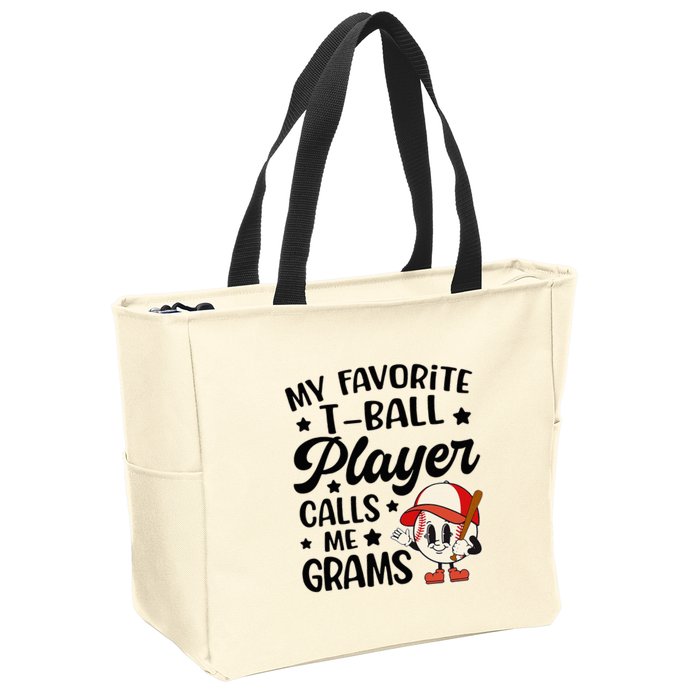 My Favorite Tball Player Calls Me Grams Cute Zip Tote Bag
