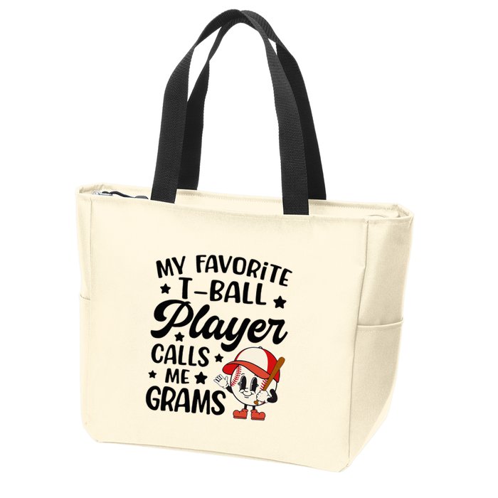 My Favorite Tball Player Calls Me Grams Cute Zip Tote Bag