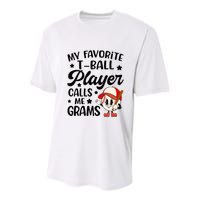 My Favorite Tball Player Calls Me Grams Cute Youth Performance Sprint T-Shirt