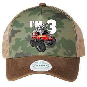 Monster Fire Truck 3rd Birthday Boy 3 Firefighter Legacy Tie Dye Trucker Hat