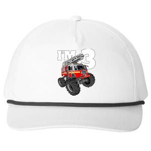 Monster Fire Truck 3rd Birthday Boy 3 Firefighter Snapback Five-Panel Rope Hat