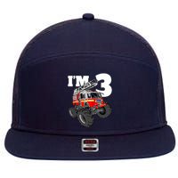 Monster Fire Truck 3rd Birthday Boy 3 Firefighter 7 Panel Mesh Trucker Snapback Hat