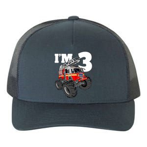 Monster Fire Truck 3rd Birthday Boy 3 Firefighter Yupoong Adult 5-Panel Trucker Hat