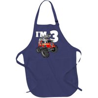 Monster Fire Truck 3rd Birthday Boy 3 Firefighter Full-Length Apron With Pockets