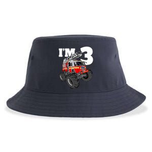 Monster Fire Truck 3rd Birthday Boy 3 Firefighter Sustainable Bucket Hat