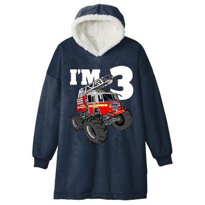 Monster Fire Truck 3rd Birthday Boy 3 Firefighter Hooded Wearable Blanket