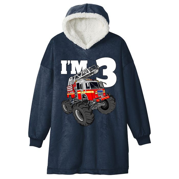 Monster Fire Truck 3rd Birthday Boy 3 Firefighter Hooded Wearable Blanket