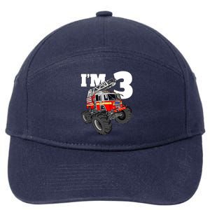 Monster Fire Truck 3rd Birthday Boy 3 Firefighter 7-Panel Snapback Hat