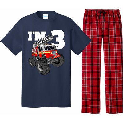 Monster Fire Truck 3rd Birthday Boy 3 Firefighter Pajama Set