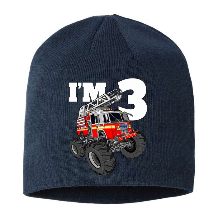 Monster Fire Truck 3rd Birthday Boy 3 Firefighter Sustainable Beanie