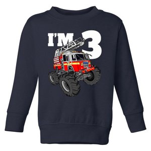 Monster Fire Truck 3rd Birthday Boy 3 Firefighter Toddler Sweatshirt