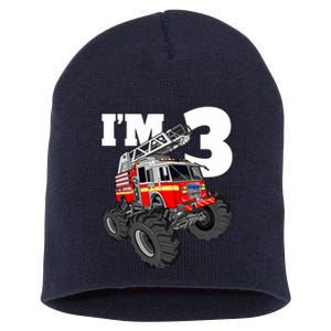 Monster Fire Truck 3rd Birthday Boy 3 Firefighter Short Acrylic Beanie