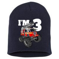 Monster Fire Truck 3rd Birthday Boy 3 Firefighter Short Acrylic Beanie