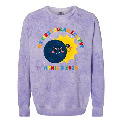 My First Total Solar Eclipse April 8th Eclipse Colorblast Crewneck Sweatshirt