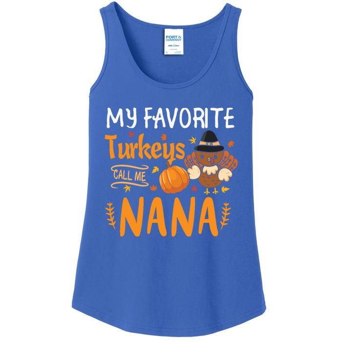 My Favorite Turkeys Call Me Nana Grandma Thanksgiving Ladies Essential Tank