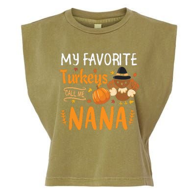 My Favorite Turkeys Call Me Nana Grandma Thanksgiving Garment-Dyed Women's Muscle Tee