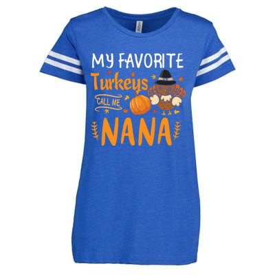 My Favorite Turkeys Call Me Nana Grandma Thanksgiving Enza Ladies Jersey Football T-Shirt