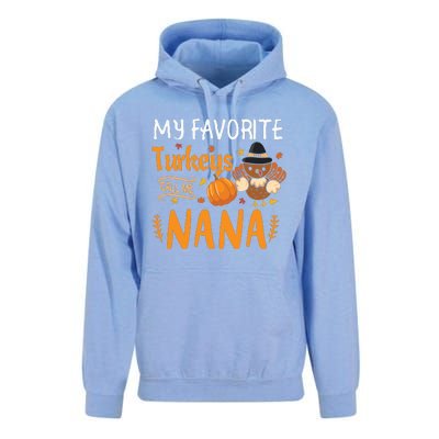 My Favorite Turkeys Call Me Nana Grandma Thanksgiving Unisex Surf Hoodie