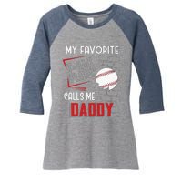 My Favorite Tball Player Calls Me Daddy Dad Teeball Women's Tri-Blend 3/4-Sleeve Raglan Shirt