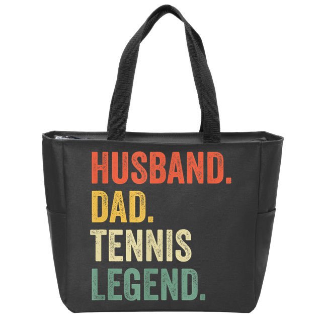 Mens Funny Tennis Player Husband Dad Tennis Legend Vintage TShirt Zip Tote Bag