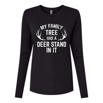 My Family Tree Has A Deer Stand In It Hunting Womens Cotton Relaxed Long Sleeve T-Shirt